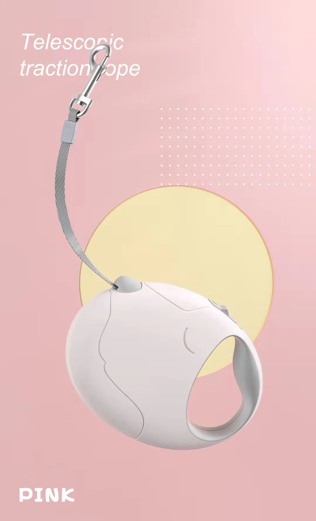Whisker Shack Anti-Slip Retractable Leash - 3m/5m, Pink/White/Blue