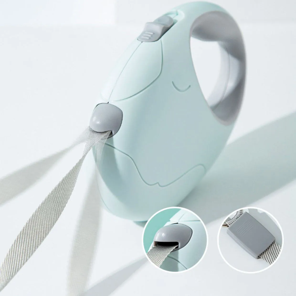 Whisker Shack Anti-Slip Retractable Leash - 3m/5m, Pink/White/Blue