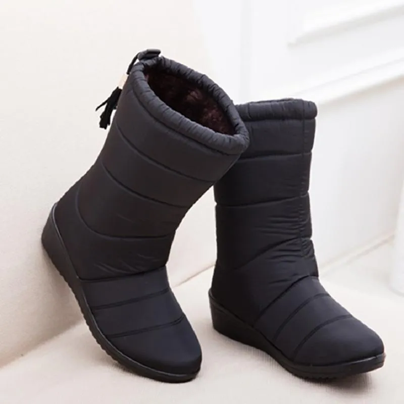 Women waterproof plush warm ankle winter snowshoes