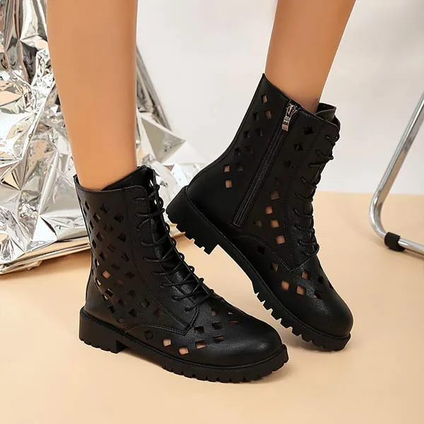 Women's Cutout Perforated Martin Style Summer Boots 27775911C
