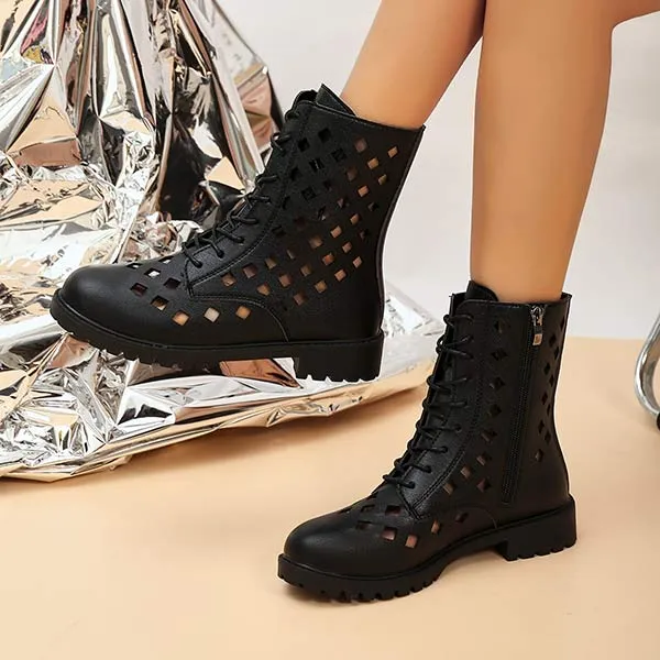 Women's Cutout Perforated Martin Style Summer Boots 27775911C